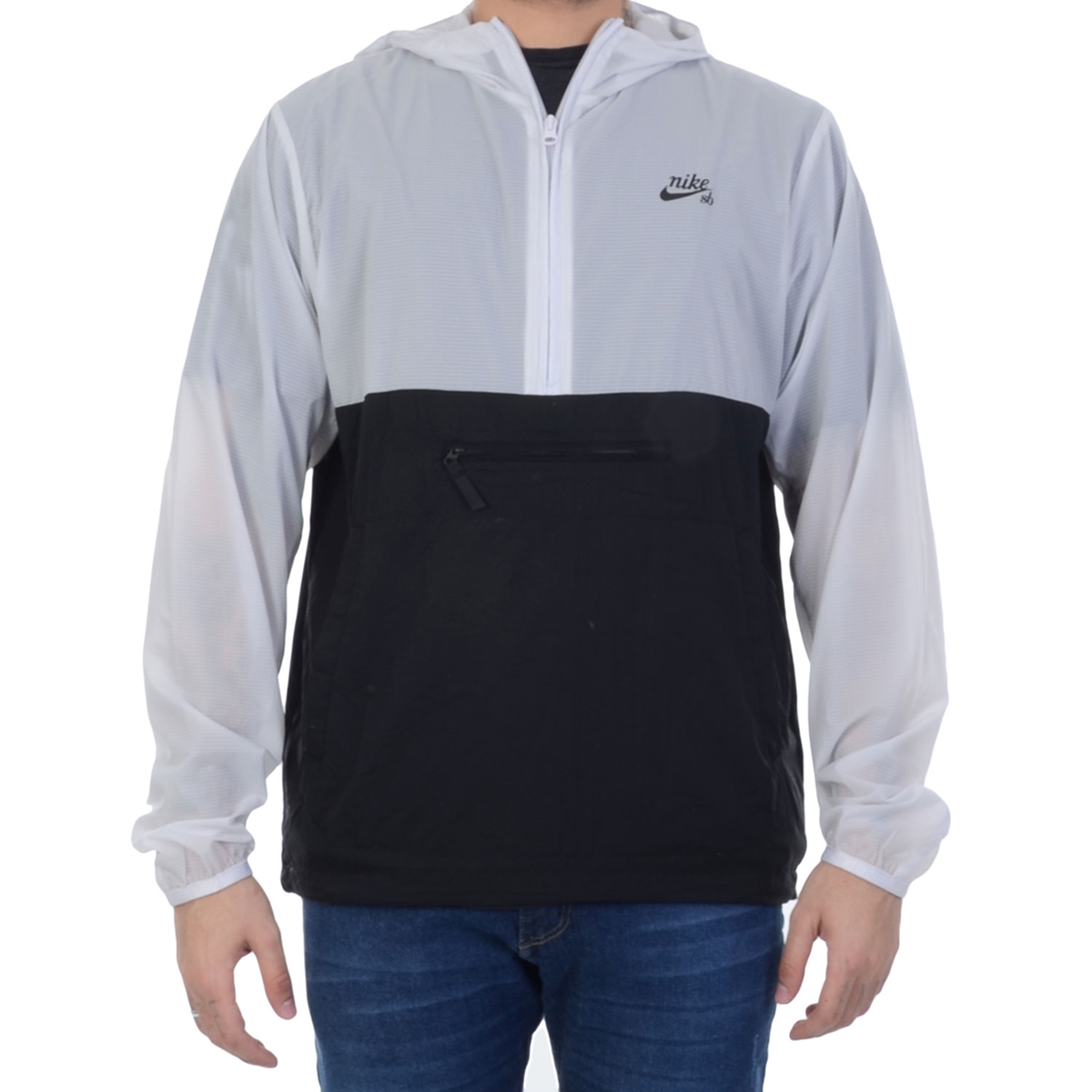 Jaqueta corta vento nike preto hot sale e branco